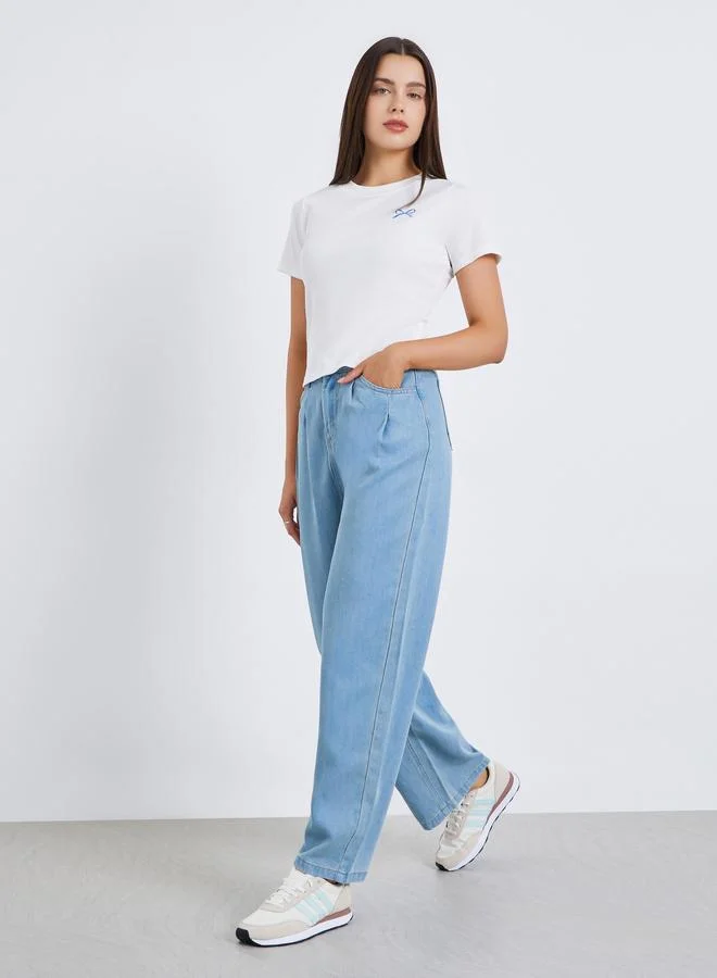Women Blue Wide Leg Jeans